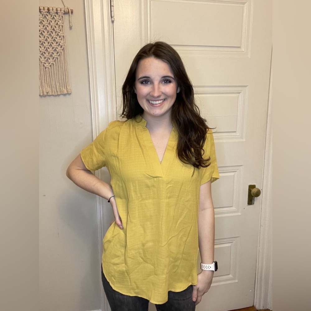 Mustard, V neck blouse